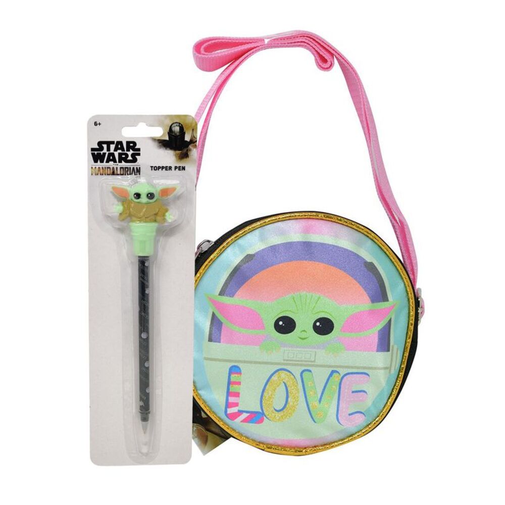 Star Wars Grogu Crossbody Bag Purse and Grogu Topper Pen Set (2 Piece Gift Set)